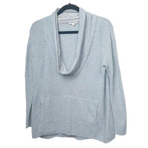 Eileen Fisher Gray Cowl Neck Waffle Knit Pullover Sweater Petite